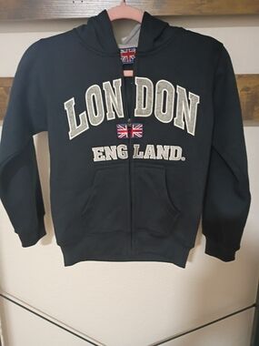 Kids K K Apparel Navy 'London England' Zip-Up Hoodie